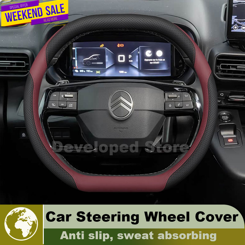 Car Steering Wheel Cover Anti Slip Breathable - Leather Car Steering Wheel Cover For