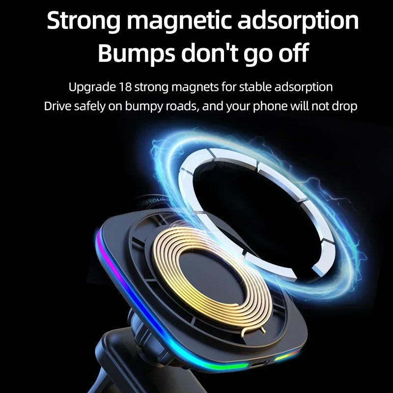 15W Magnetic Car Wireless Char - Wireless Car Charger Mount Fast Charging ulasan dan harga